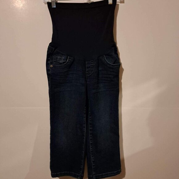 American Star Jeans Womens Size Small High‎ Rise Maternity Capri Full Panel Blue - Picture 1 of 11